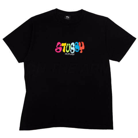 Stussy Black Rainbow Text Logo Tee PRE-OWNED
