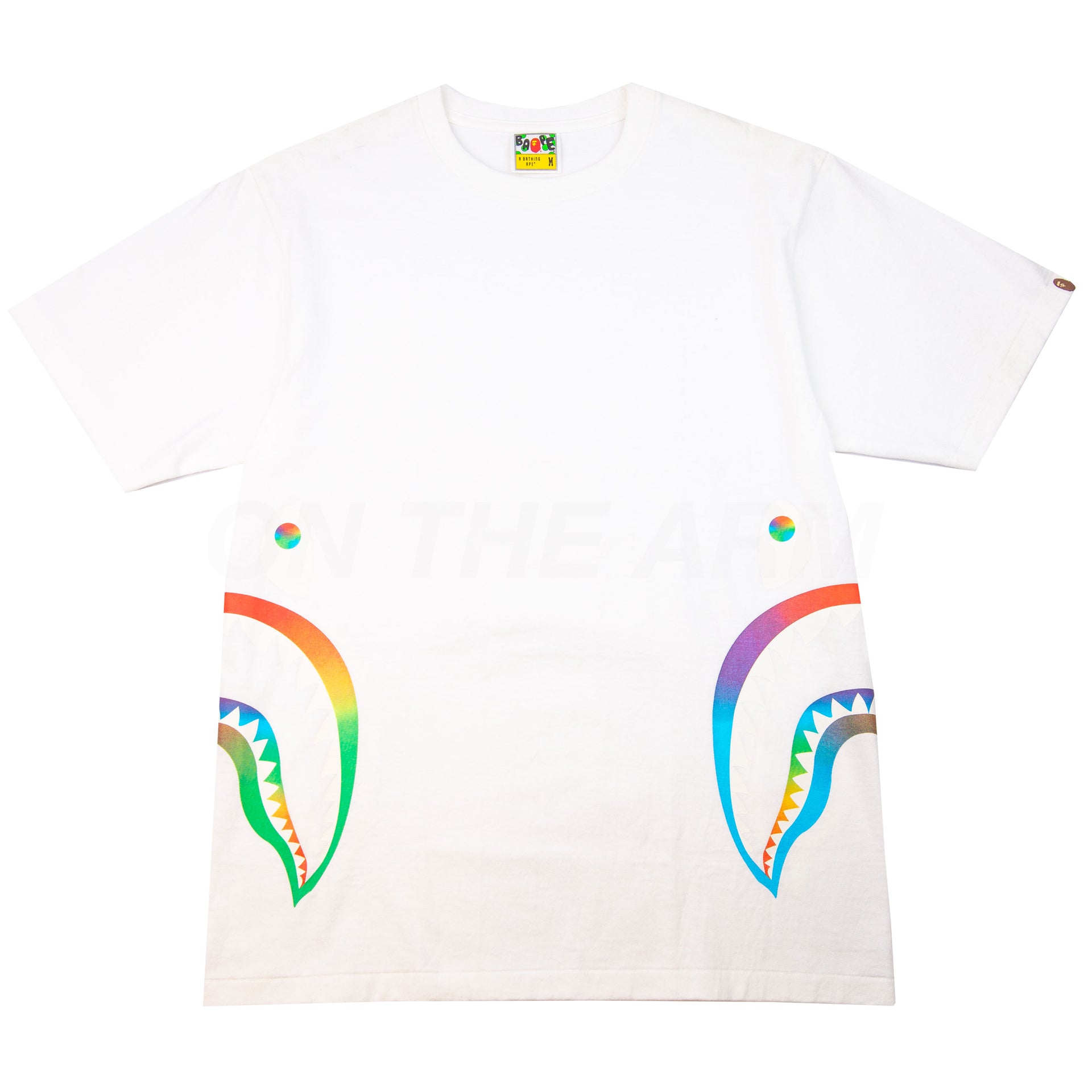 Bape White Rainbow Side Shark Tee