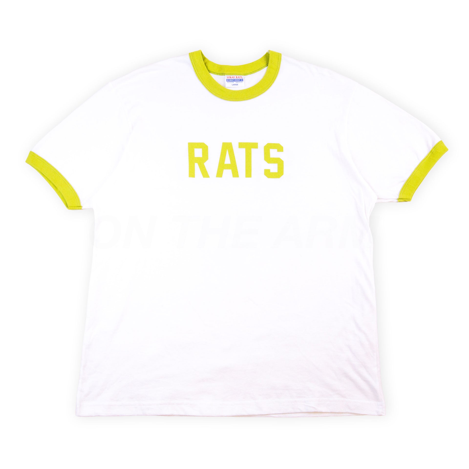 Stray Rats White/Lime Ringer Tee
