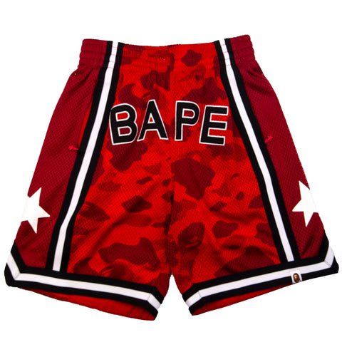 Bape Red Color Camo Mesh Shorts PRE-OWNED