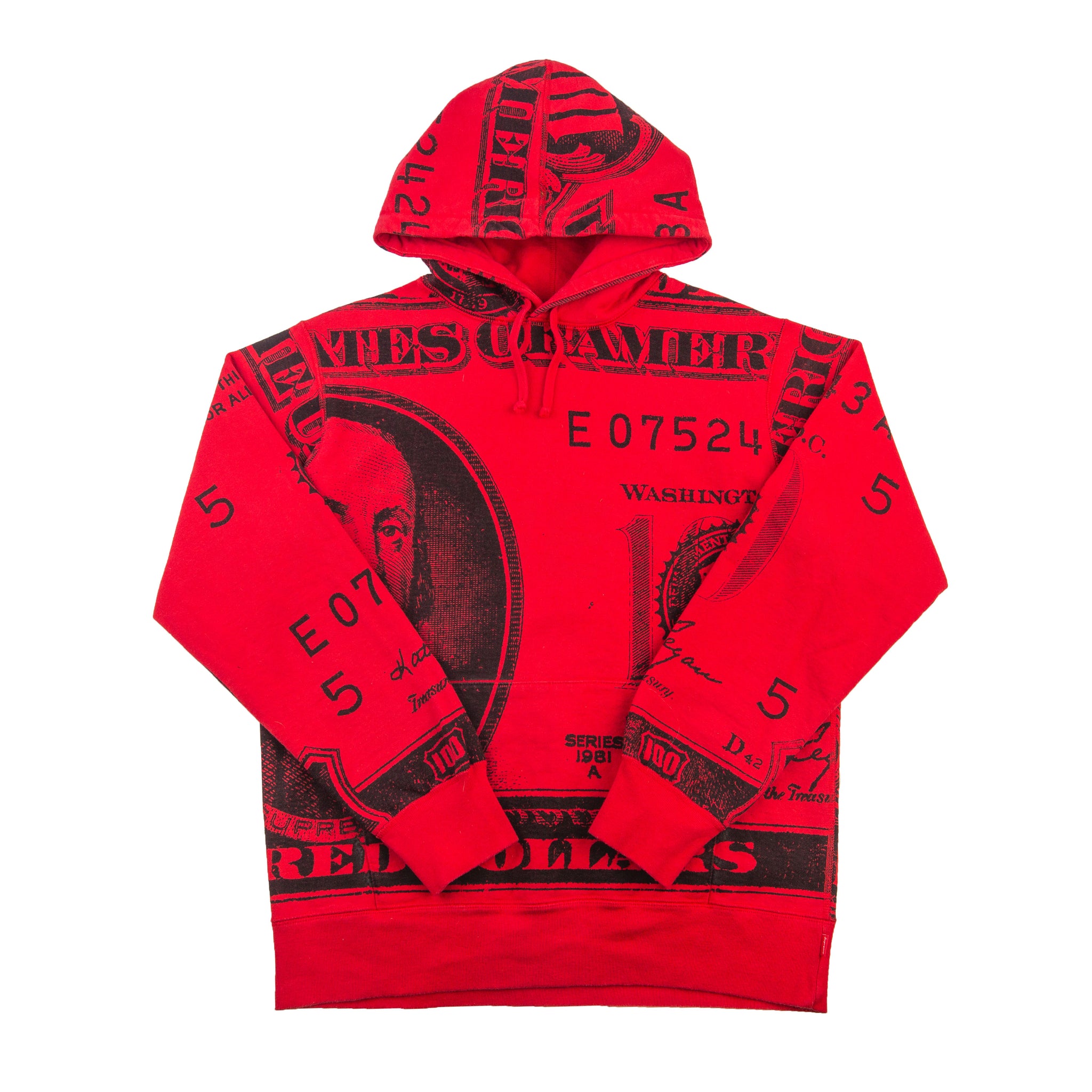 Supreme Red Franklin All Over Print Hoodie (2013) PRE-OWNED