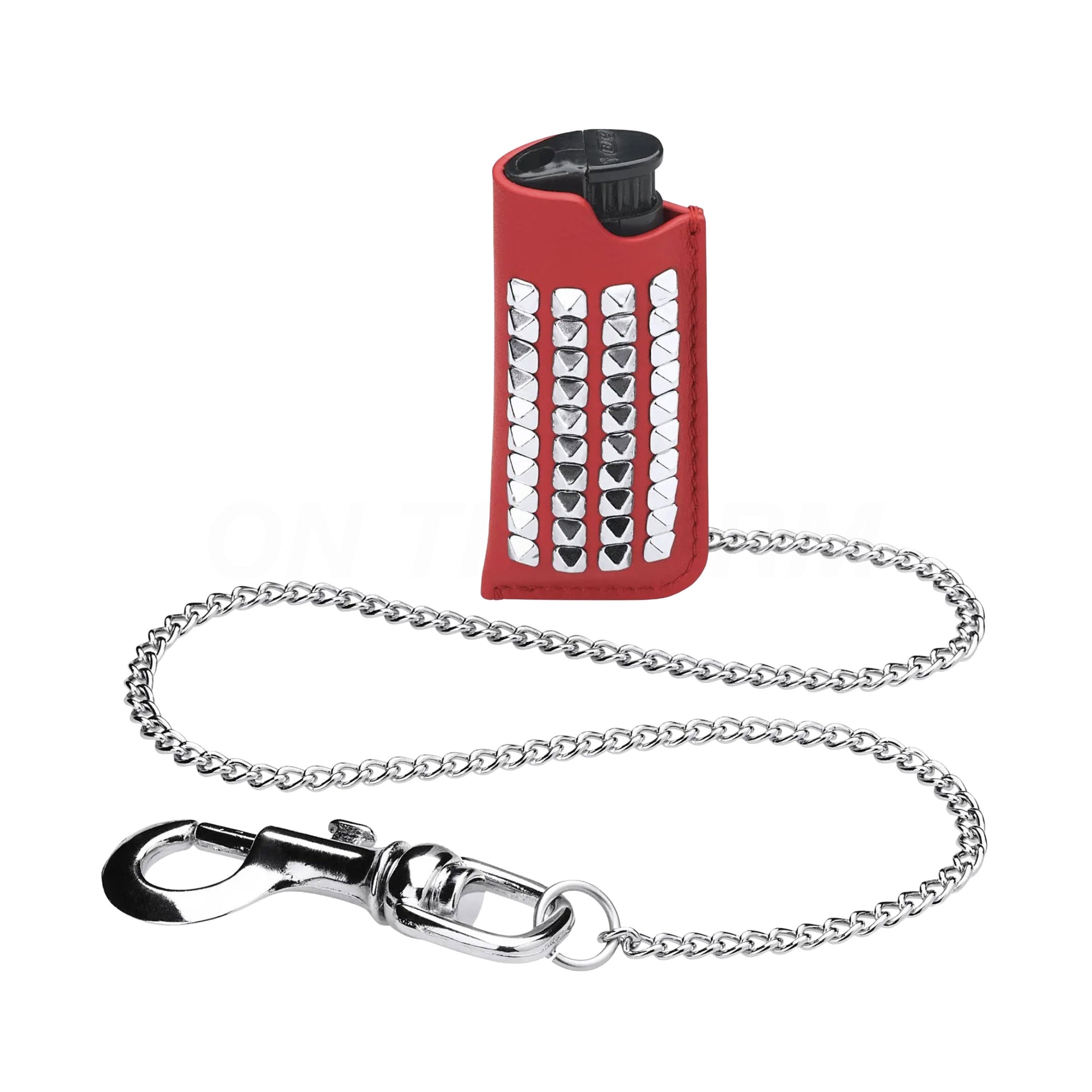 Supreme Red Studded Leather Lighter Holder