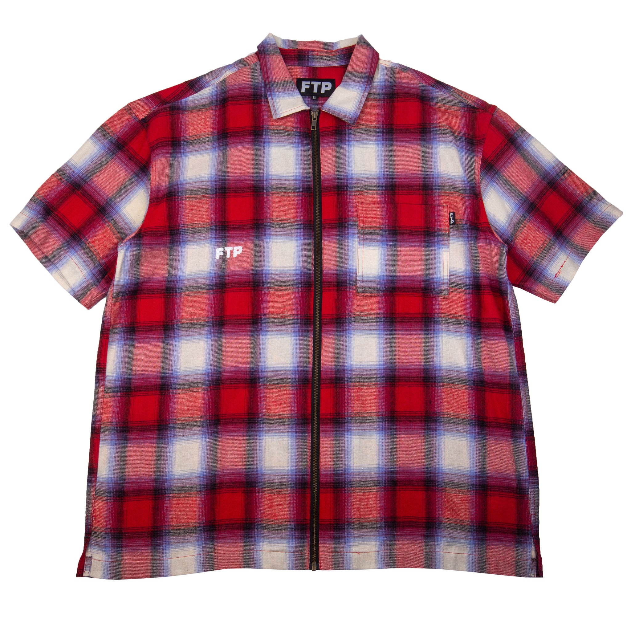 FTP Red Plaid Flannel Zip Shirt PRE-OWNED