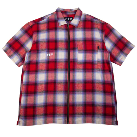 FTP Red Plaid Flannel Zip Shirt PRE-OWNED