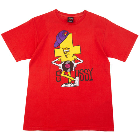 Stussy Red Record Tee (2000's) PRE-OWNED