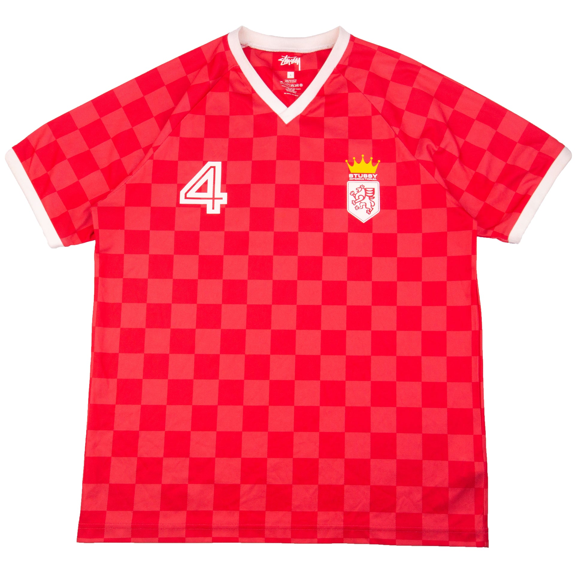 Stussy Red Checkered Soccer Jersey PRE-OWNED