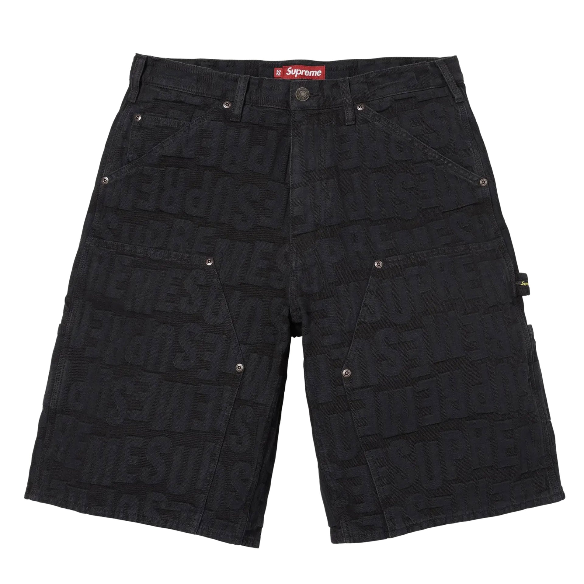 Supreme Black Jacquard Double Knee Denim Shorts