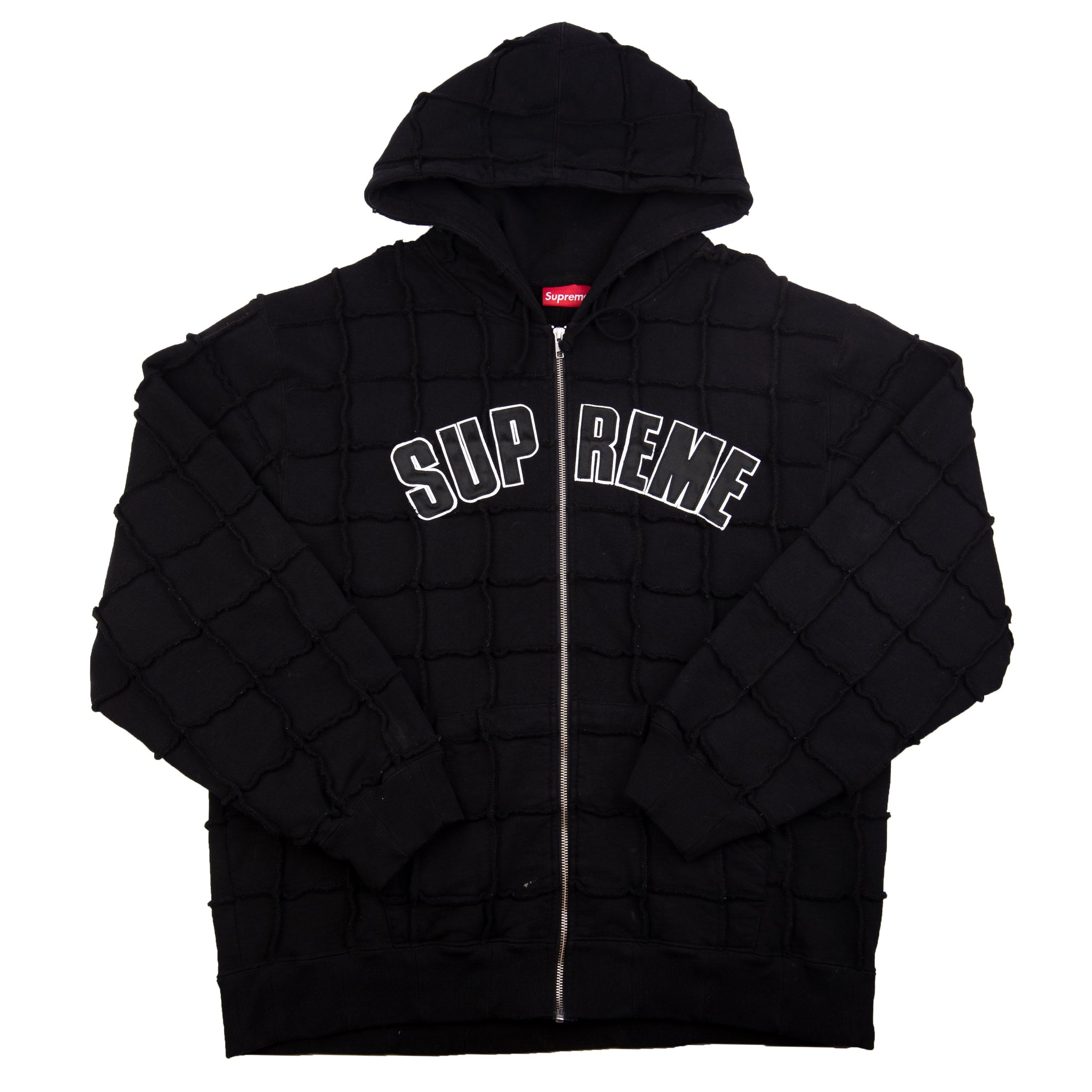 Supreme Black Reverse Patchwork Zip Hoodie PRE-OWNED