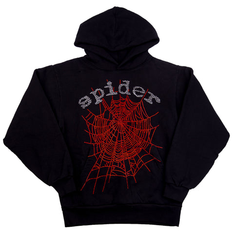 SPIDER Black Rhinestone Web Hoodie