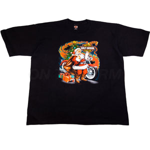 Vintage Black Harley Davidson Santa Claus Tee (1996)