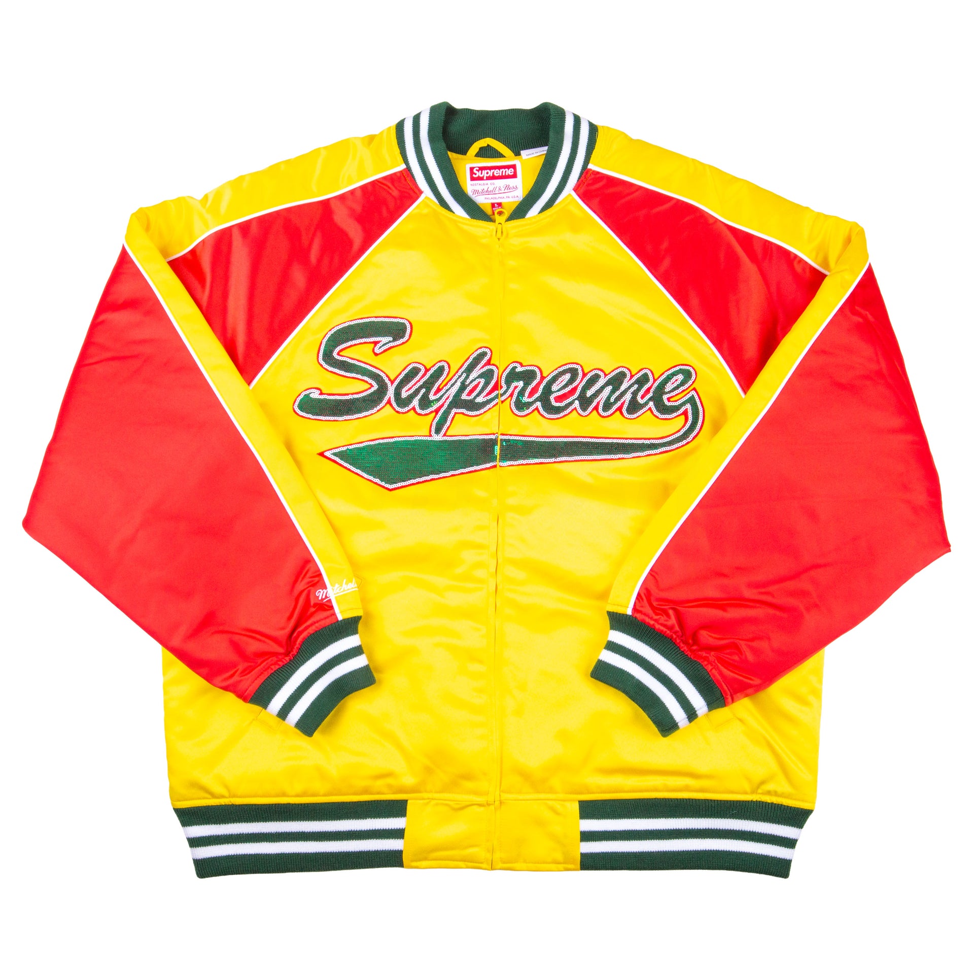 Supreme Yellow Mitchell & Ness Sequin Jacket