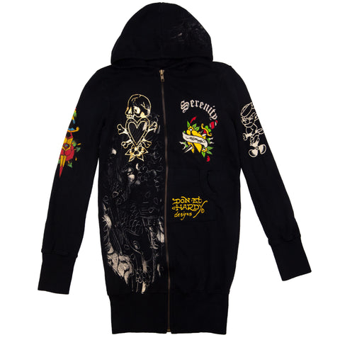 Vintage Black Ed Hardy Serenity Hooded Zip (2000's)