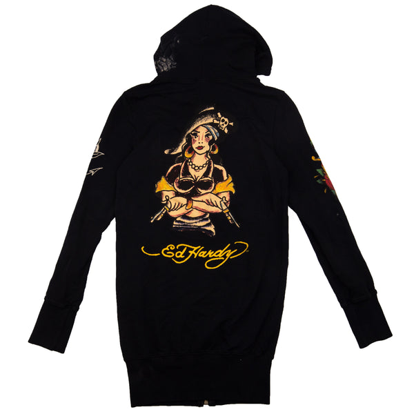 Vintage Black Ed Hardy Serenity Hooded Zip (2000's)