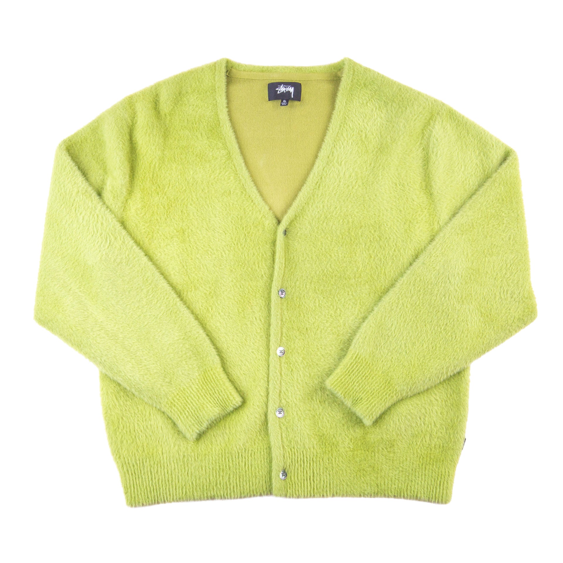 Stussy Lime Shaggy Cardigan PRE-OWNED