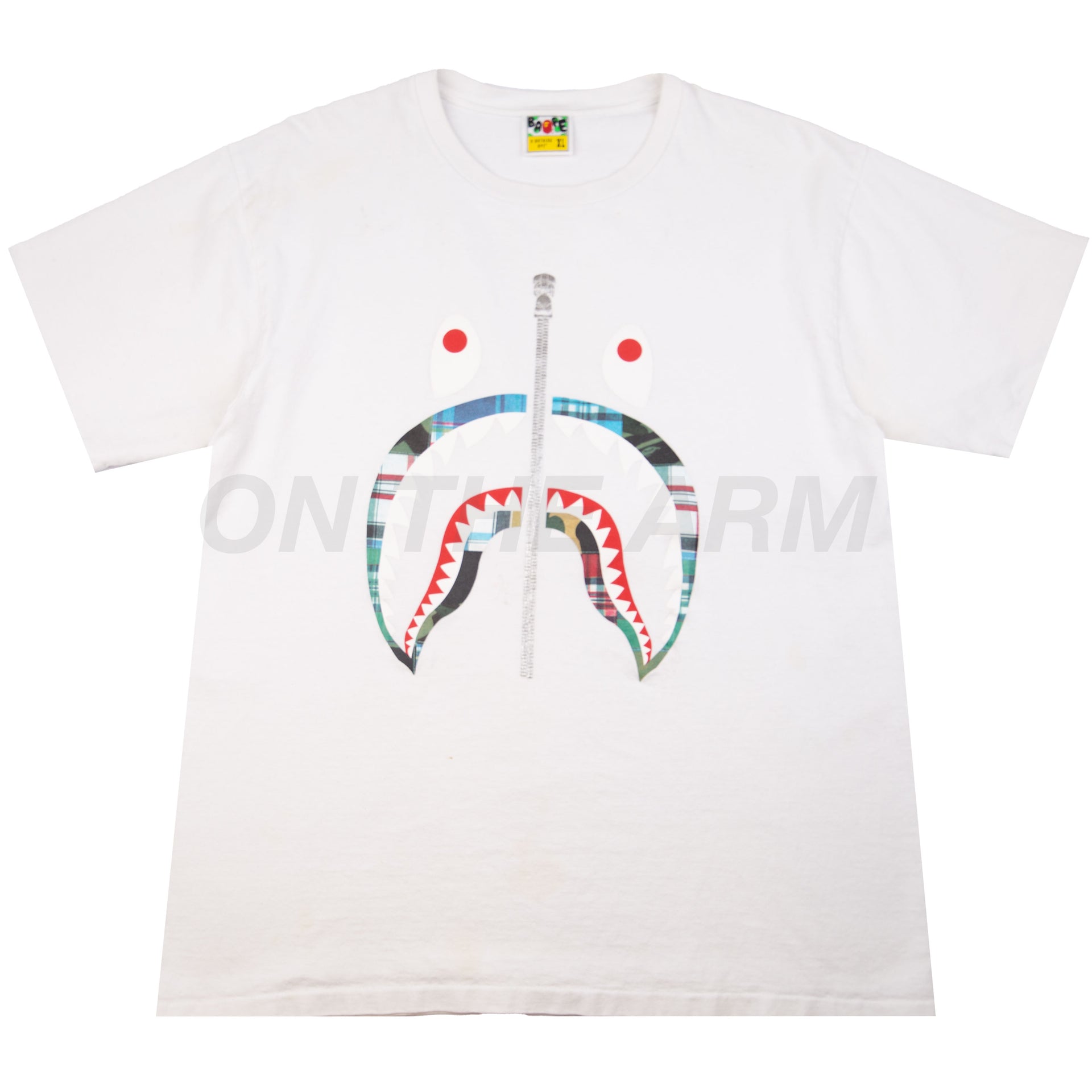 Bape White Plaid Shark Tee PRE-OWNED