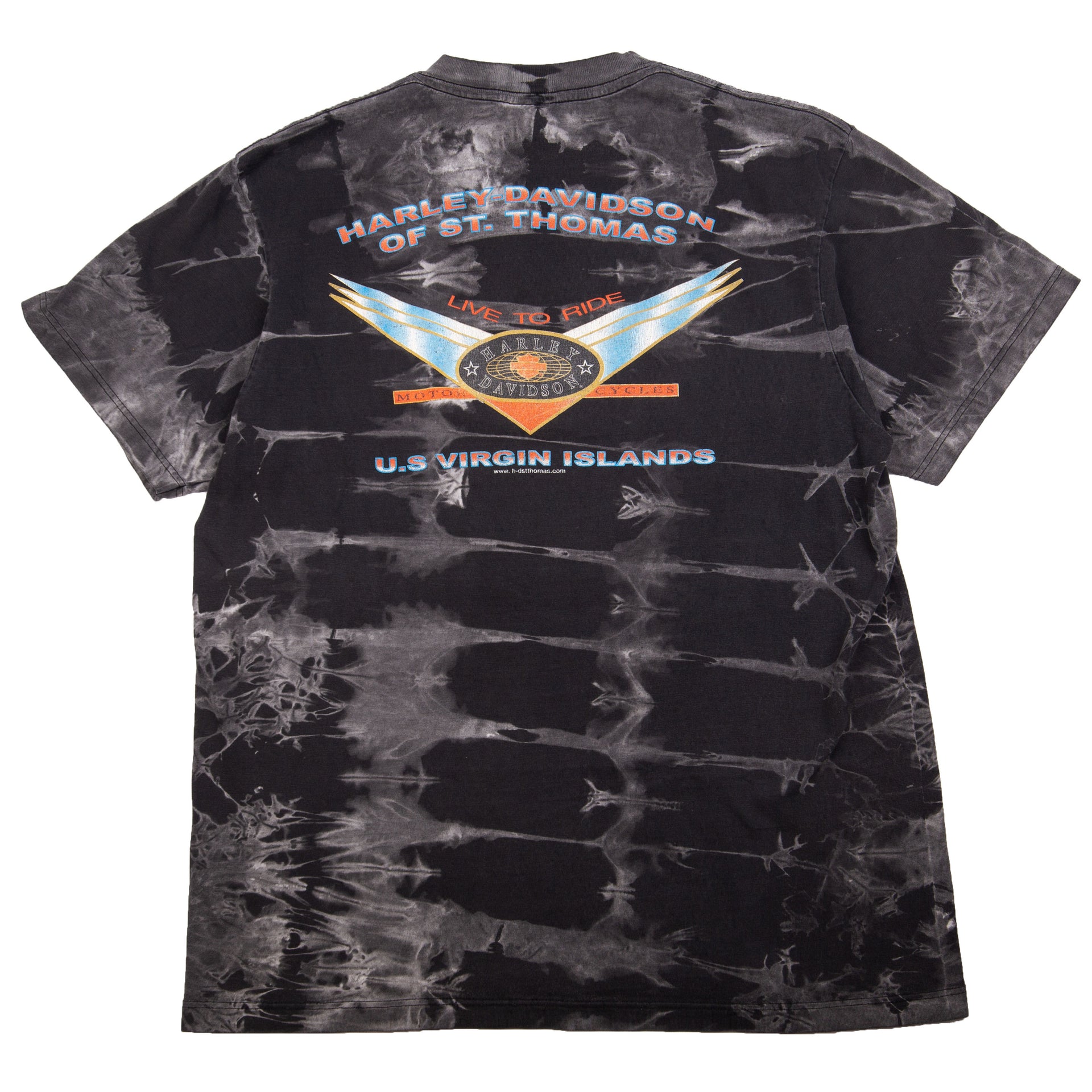 Vintage Black Dyed Harley Davidson Skull Map Tee (2004)
