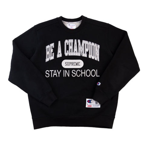 Supreme Black Champion Stay in School Crew PRE-OWNED