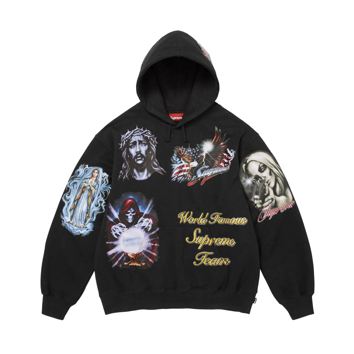 Supreme Black Stickers Hoodie