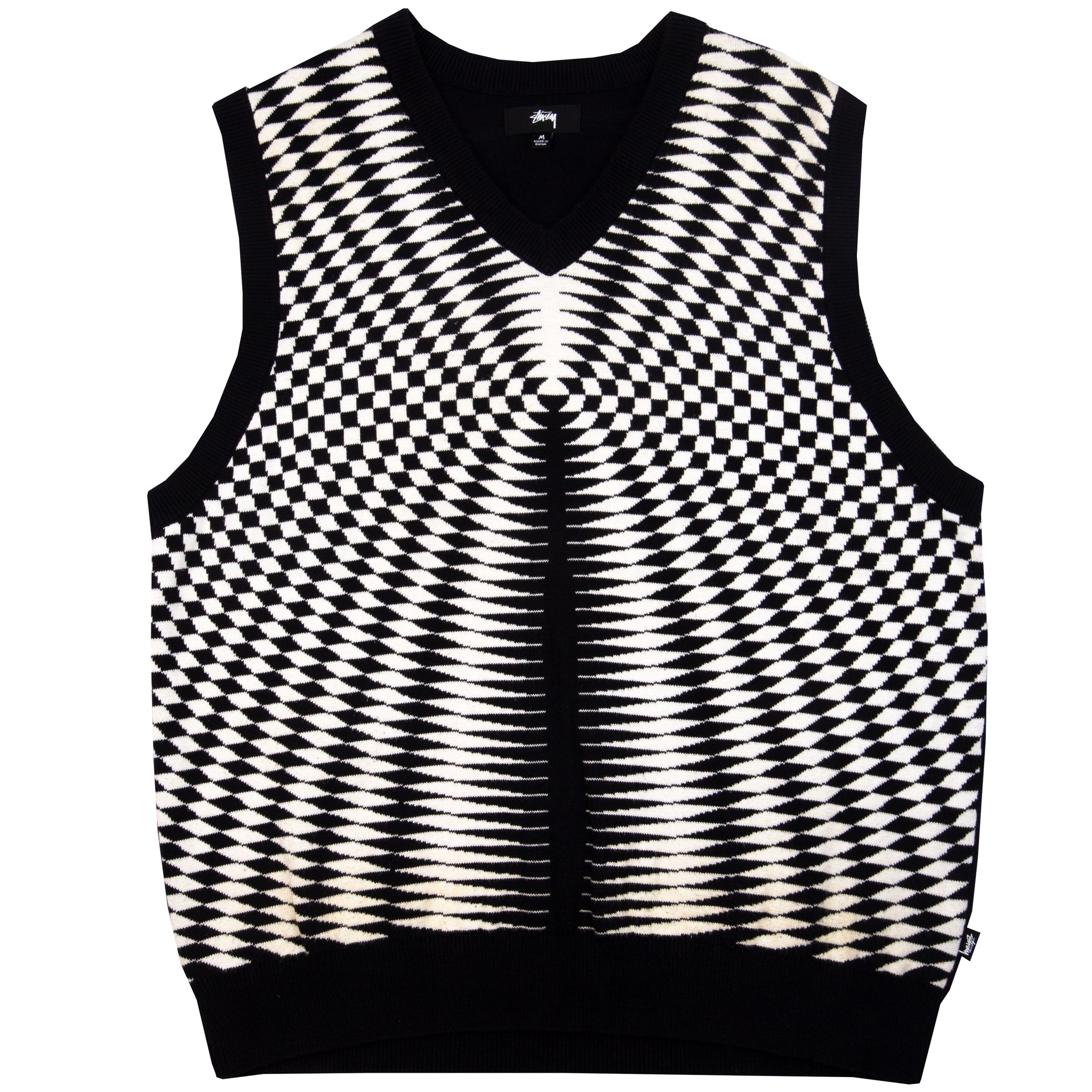 Stussy Black/White Checkered Cardigan PRE-OWNED