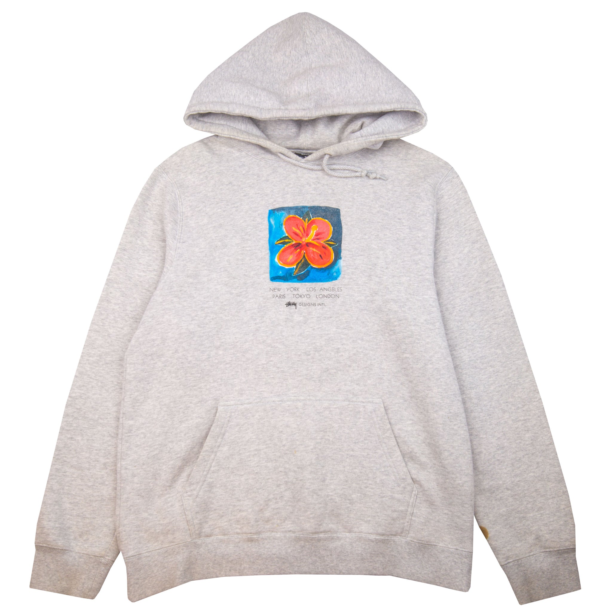 Stussy Grey Flower Hoodie PRE-OWNED