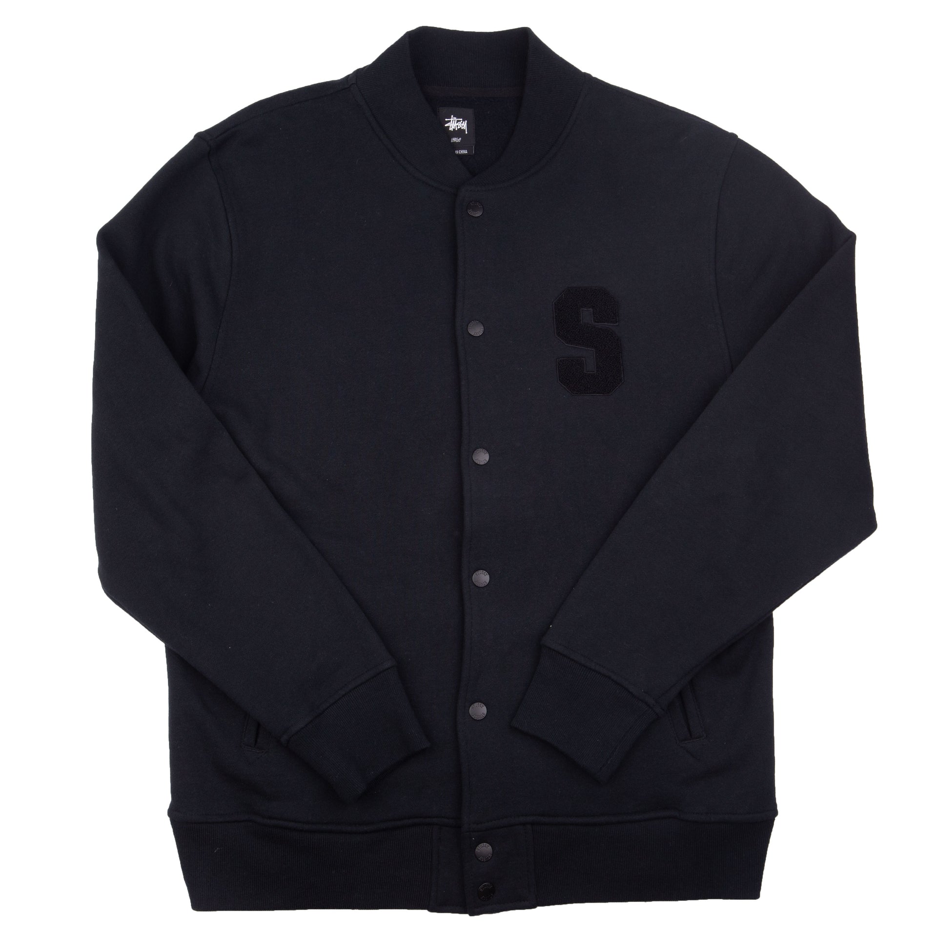Stussy Black Chenille Logo Jacket PRE-OWNED