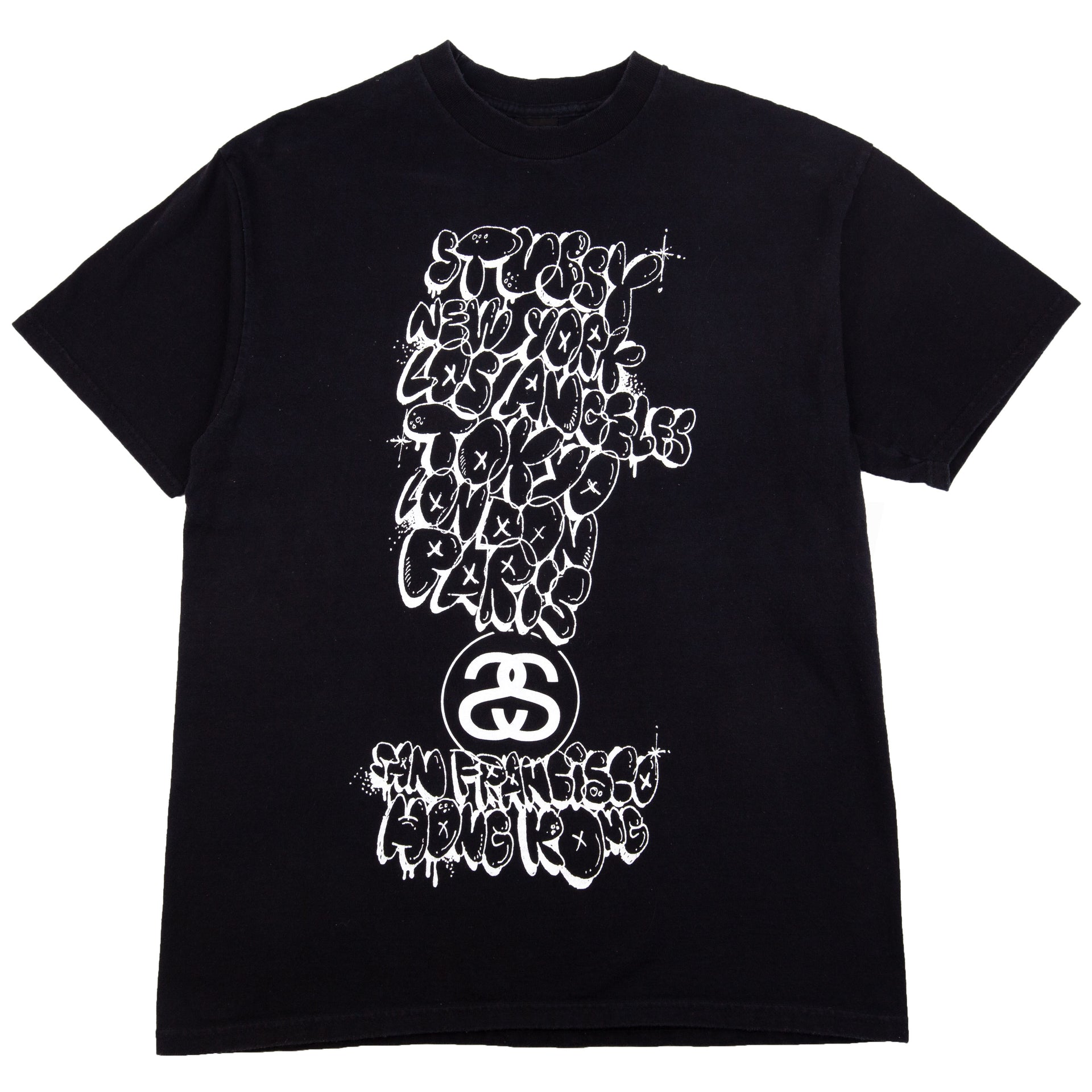 Stussy Black Kevin Lyons World Tour Tee PRE-OWNED