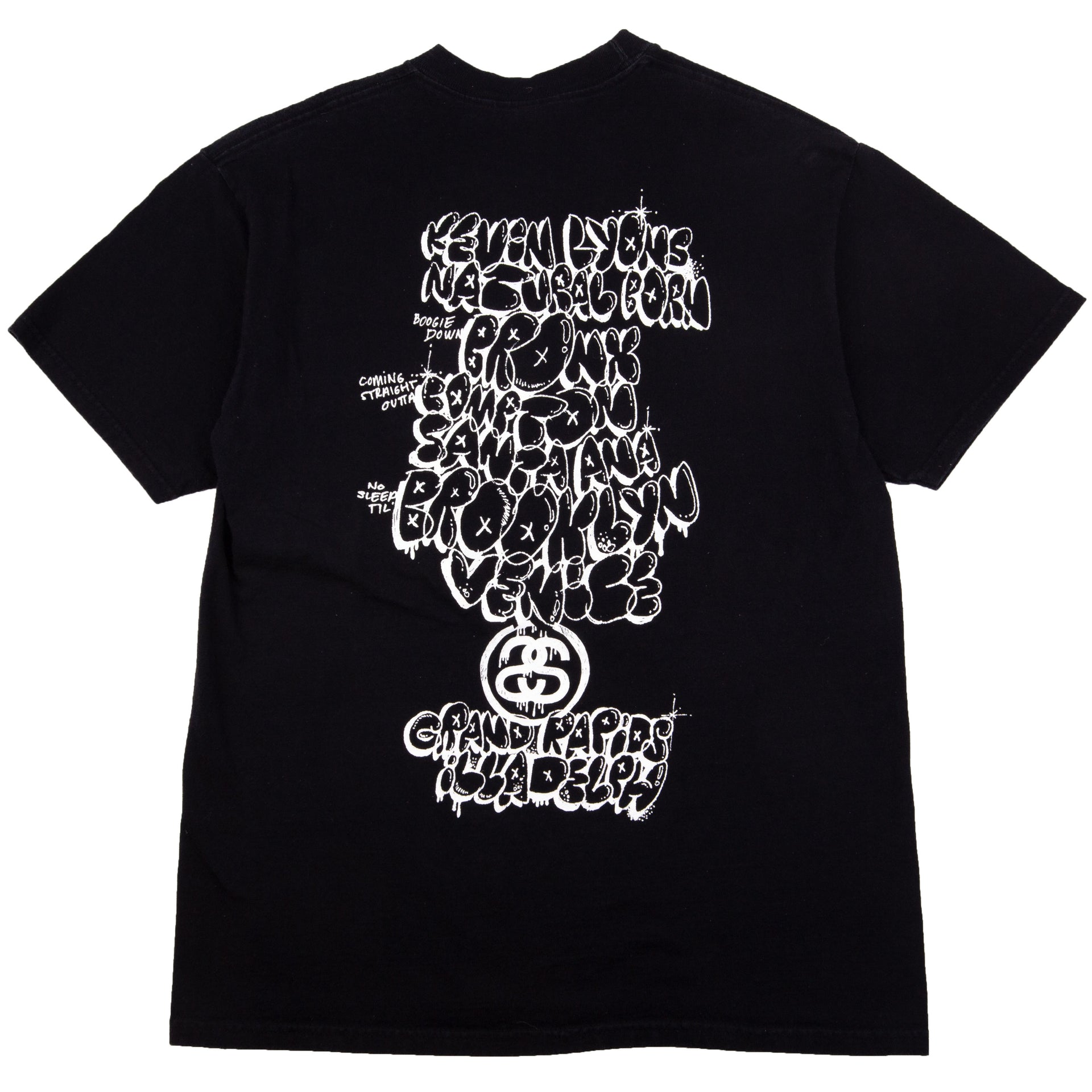 Stussy Black Kevin Lyons World Tour Tee PRE-OWNED
