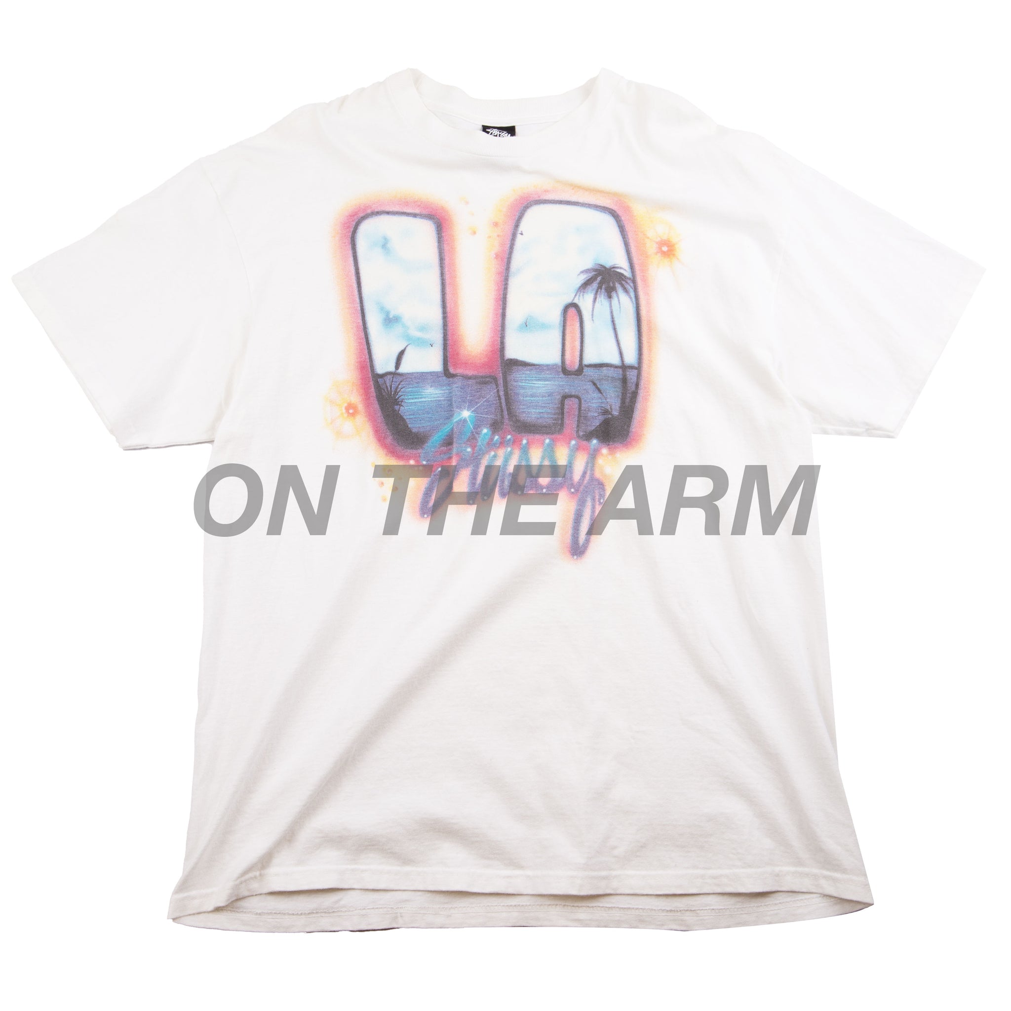 Stussy White Los Angeles Airbrush Tee (2000's) PRE-OWNED