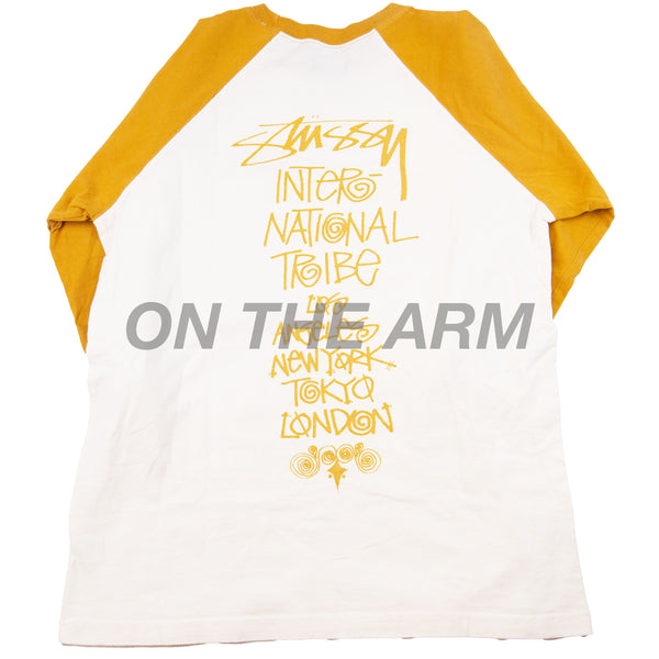 Stussy White/Gold 25th Anniversary World Tour Raglan