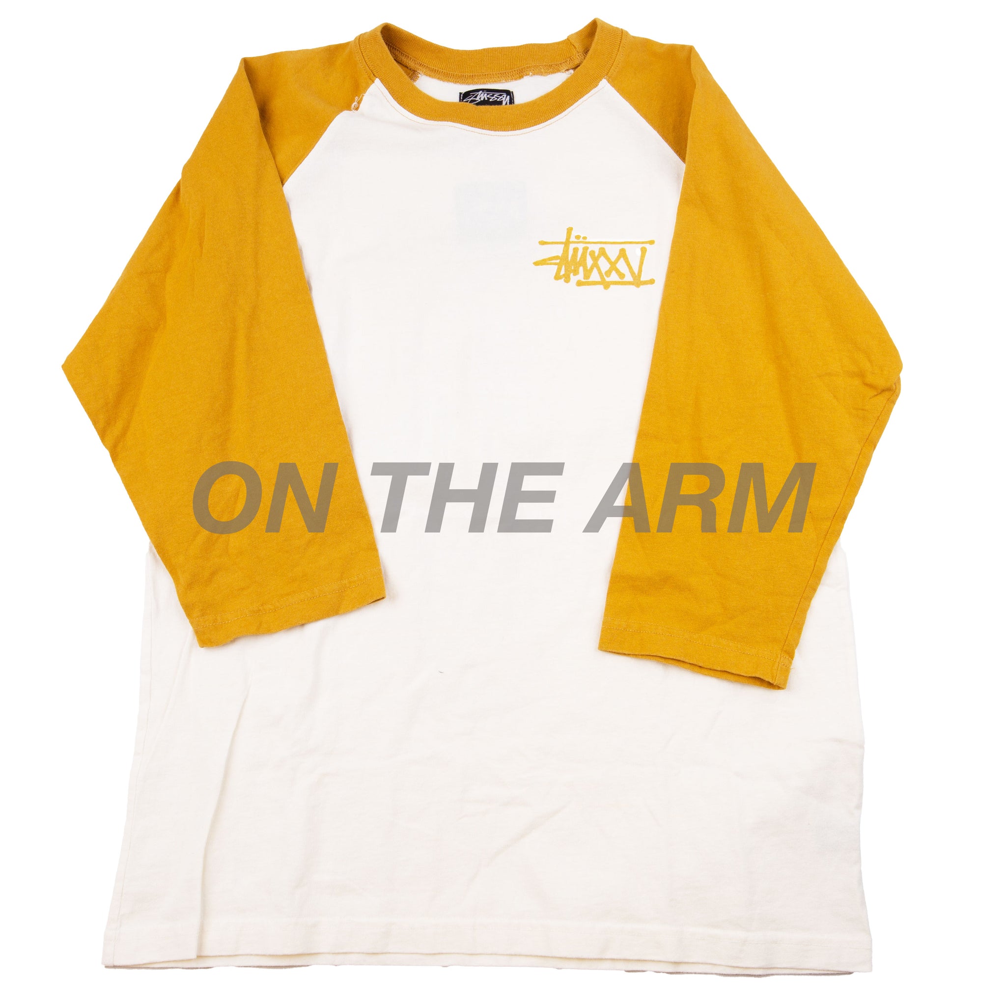 Stussy White/Gold 25th Anniversary World Tour Raglan