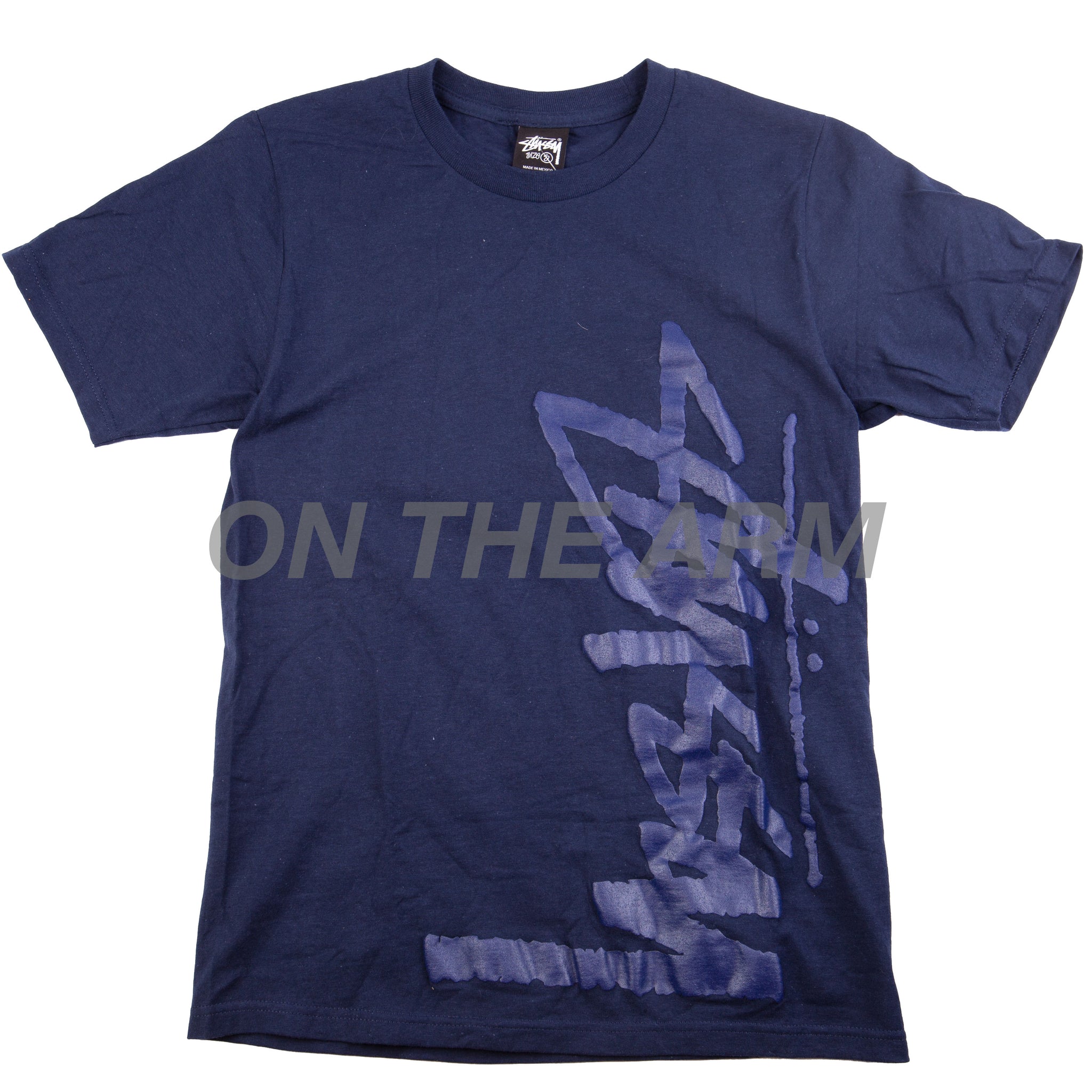 Stussy Navy Puff Print Side Logo Tee