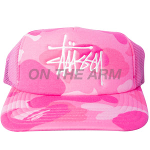 Bape Pink ABC Camo Stussy Trucker Hat