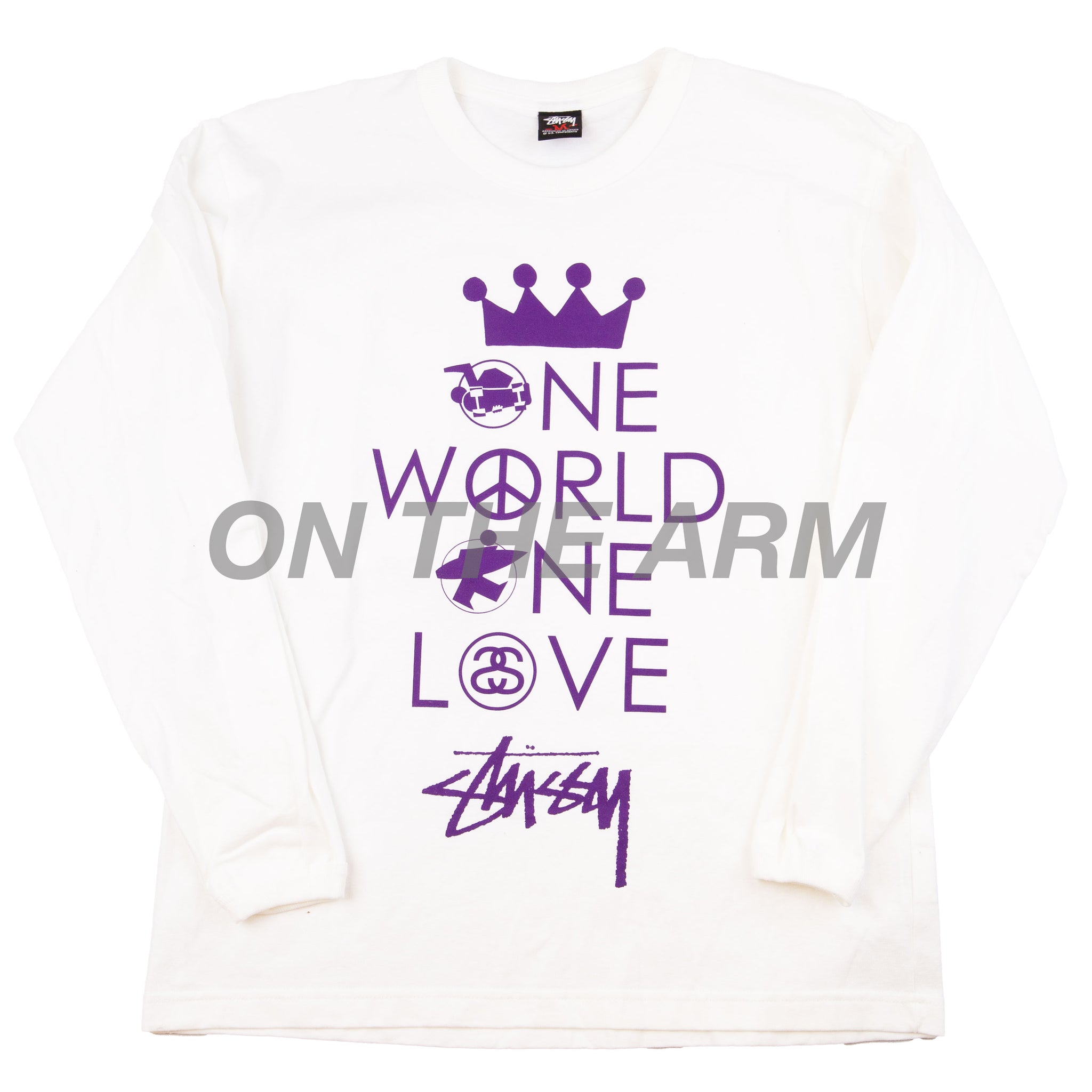 Stussy White One World One Love L/S