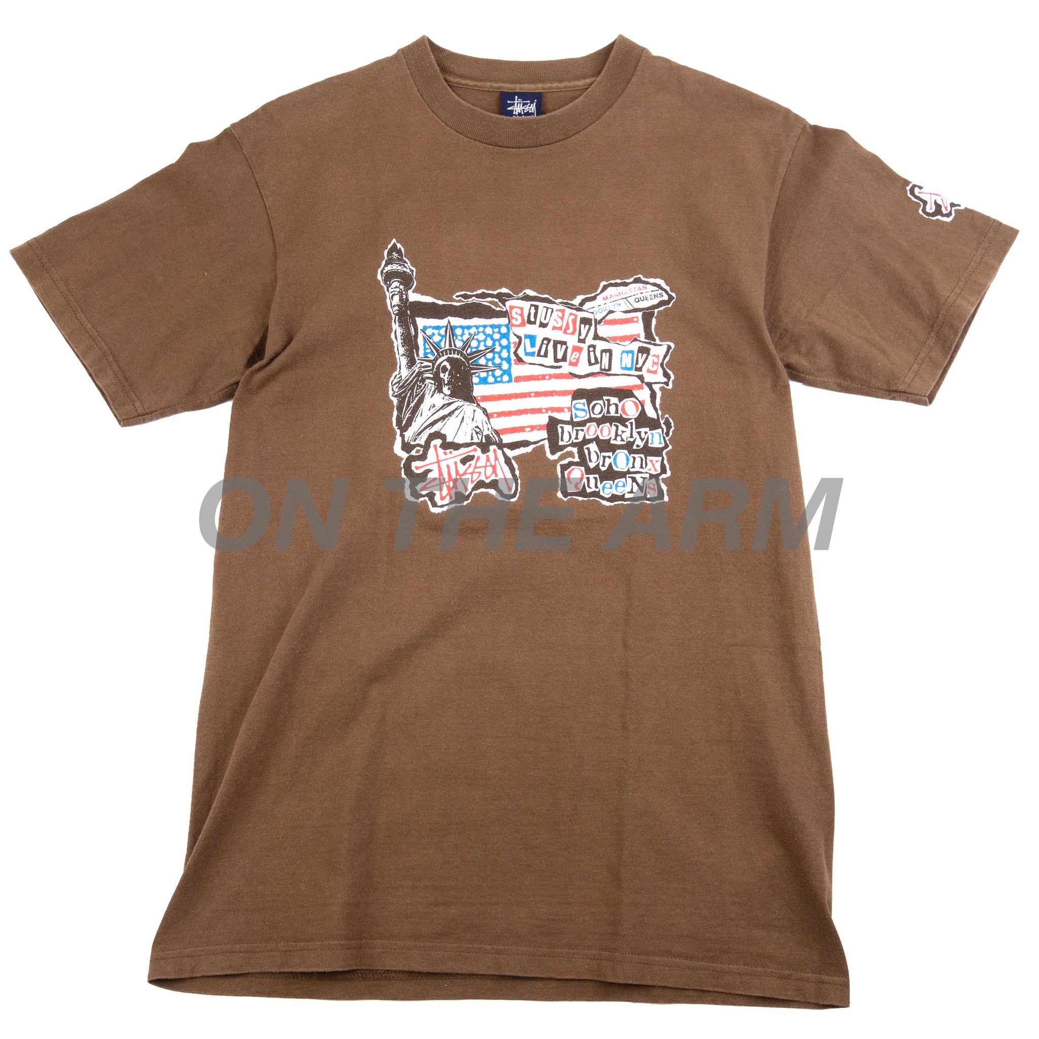 Stussy Brown Skull Statue Of Liberty Tee (1990's) PRE-OWNED