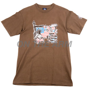 Stussy Brown Skull Statue Of Liberty Tee (1990's) PRE-OWNED