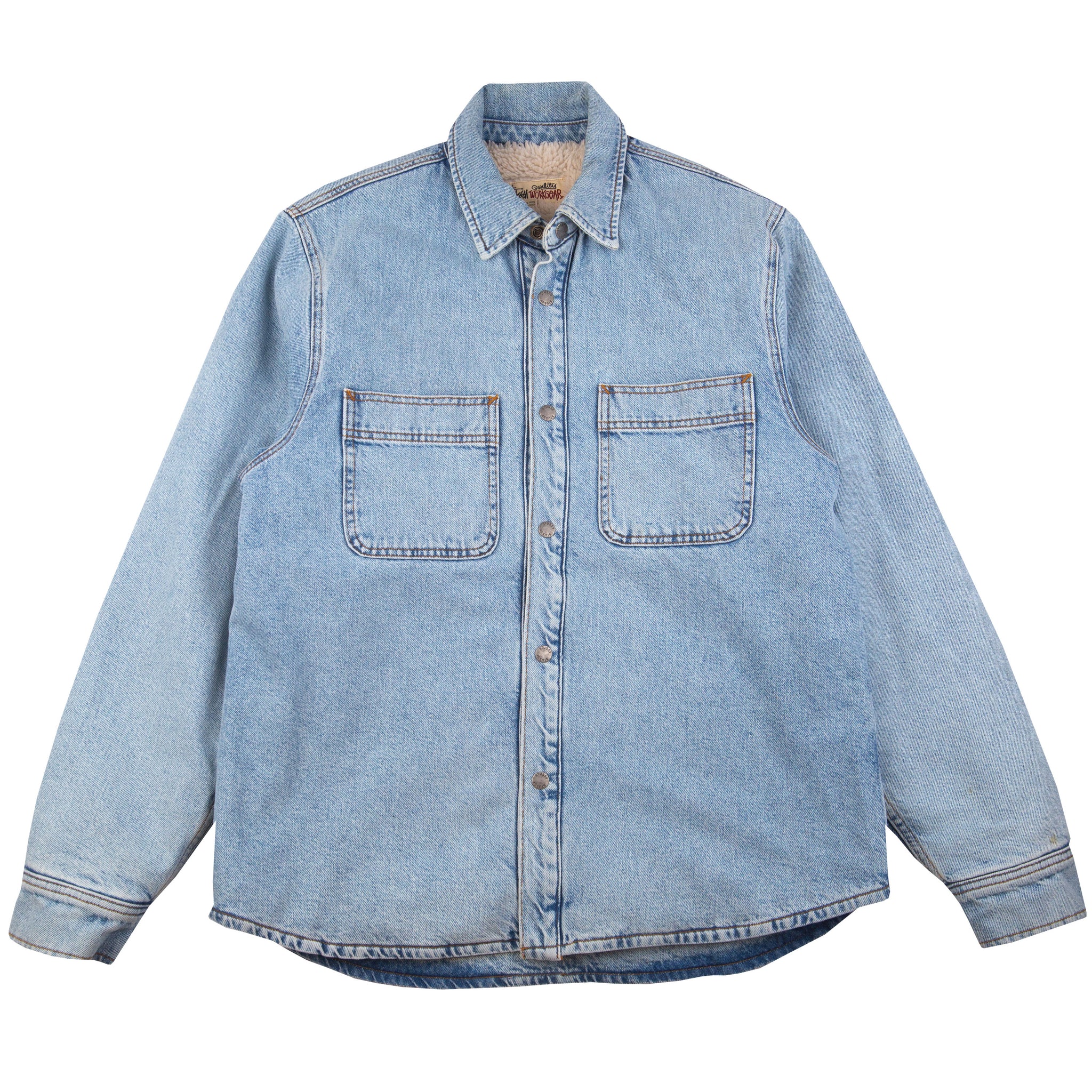 Stussy Blue Denim Sherpa Lined Jacket PRE-OWNED