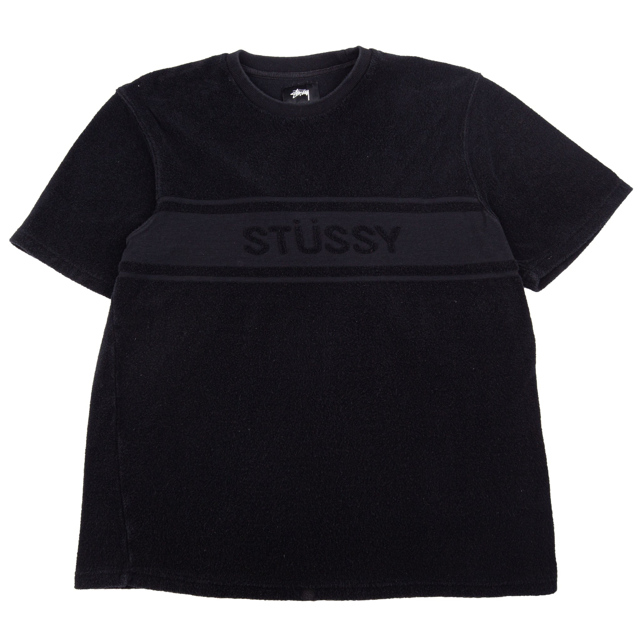 Stussy Black Towel Fleece Tee PRE-OWNED