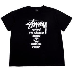 Stussy Black Double Sided World Tour Tee PRE-OWNED
