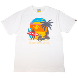 Bape White Sunset Beach Ape Head Tee