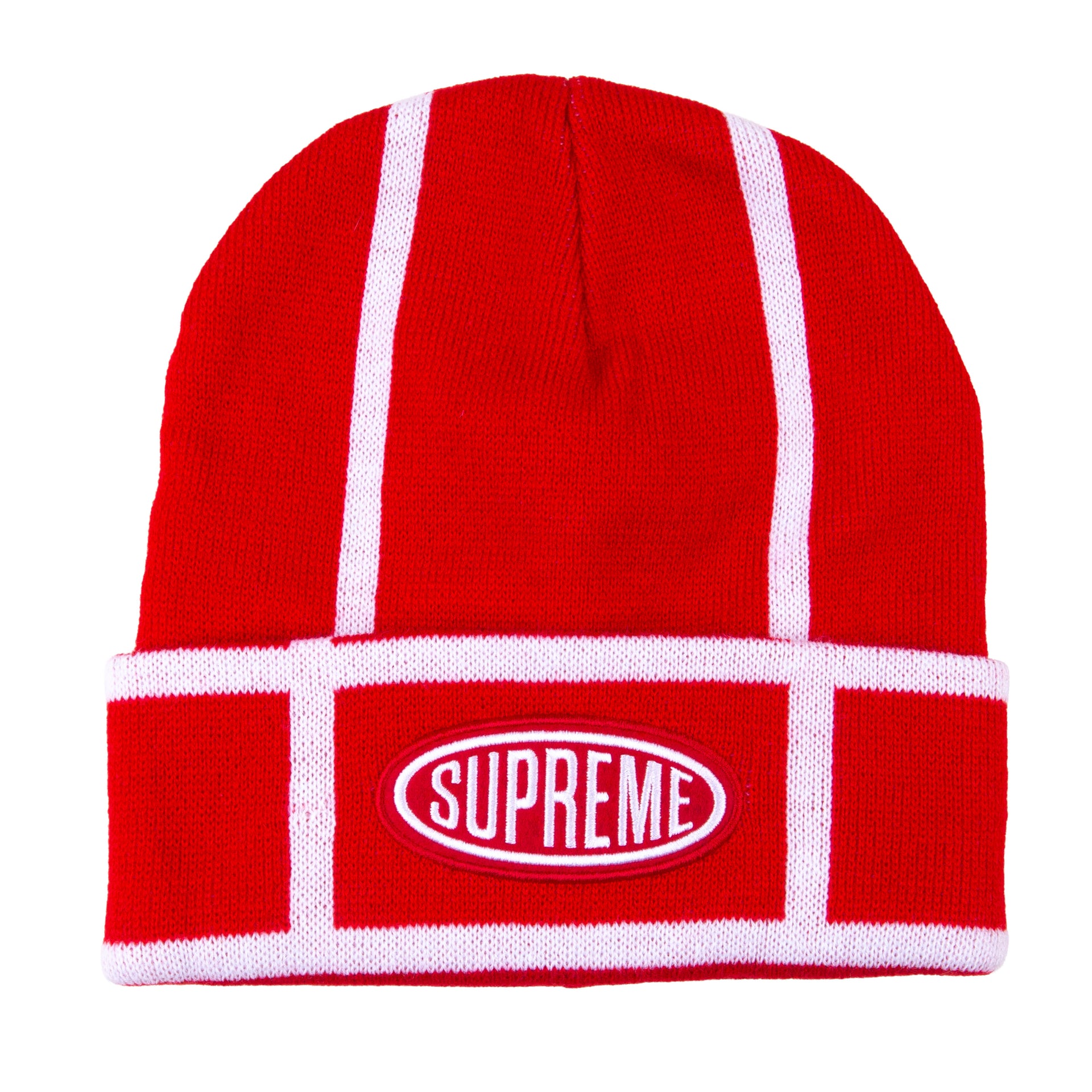 Supreme Red Grid Beanie