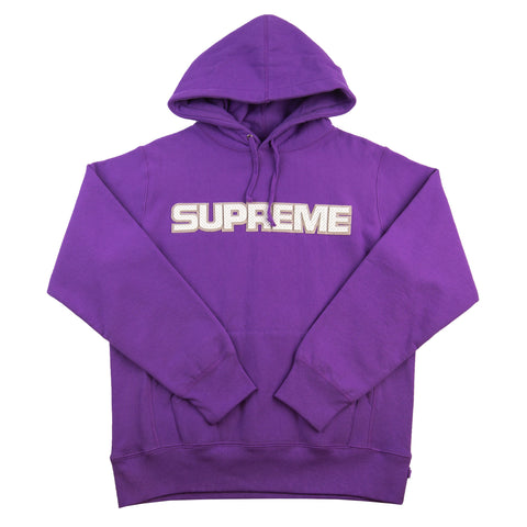 Supreme Purple Perforated Leather Logo Hoodie PRE-OWNED