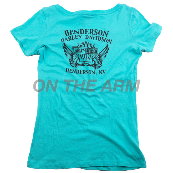 Vintage Teal Harley Davidson Rhinestone Tee