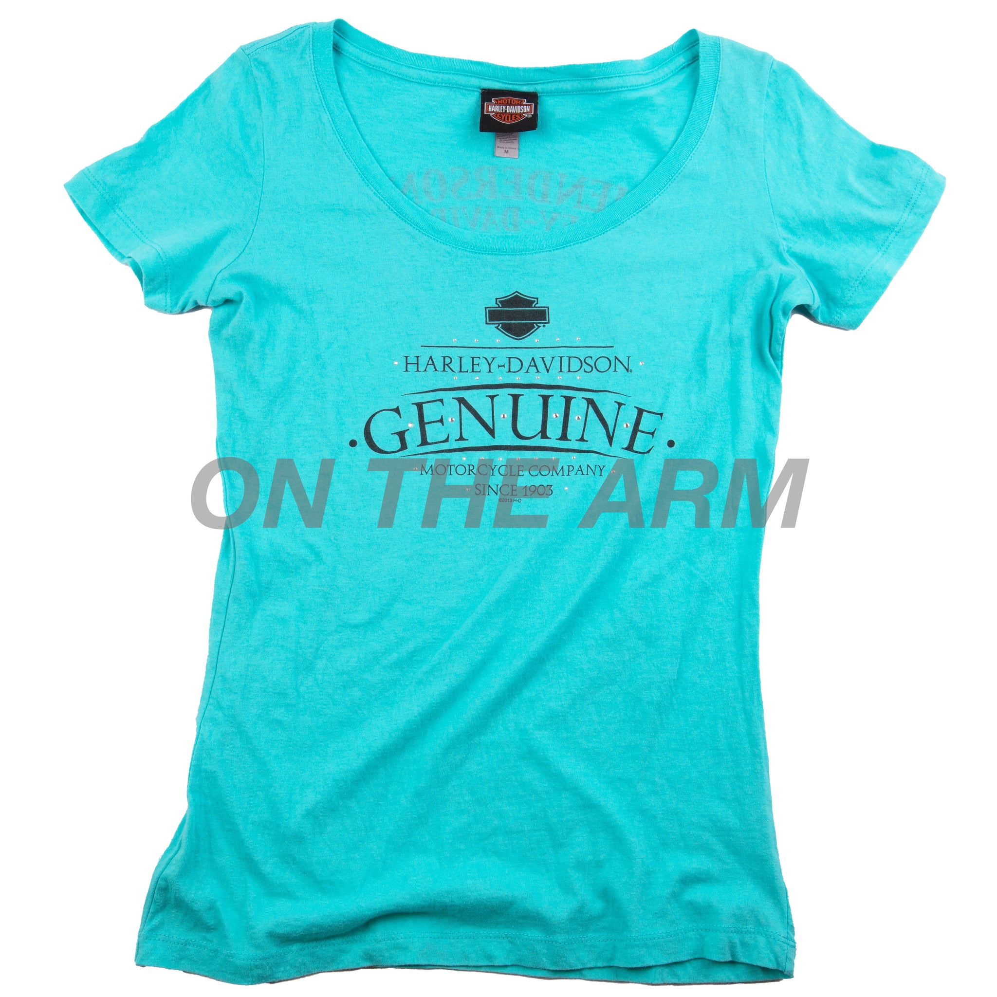 Vintage Teal Harley Davidson Rhinestone Tee