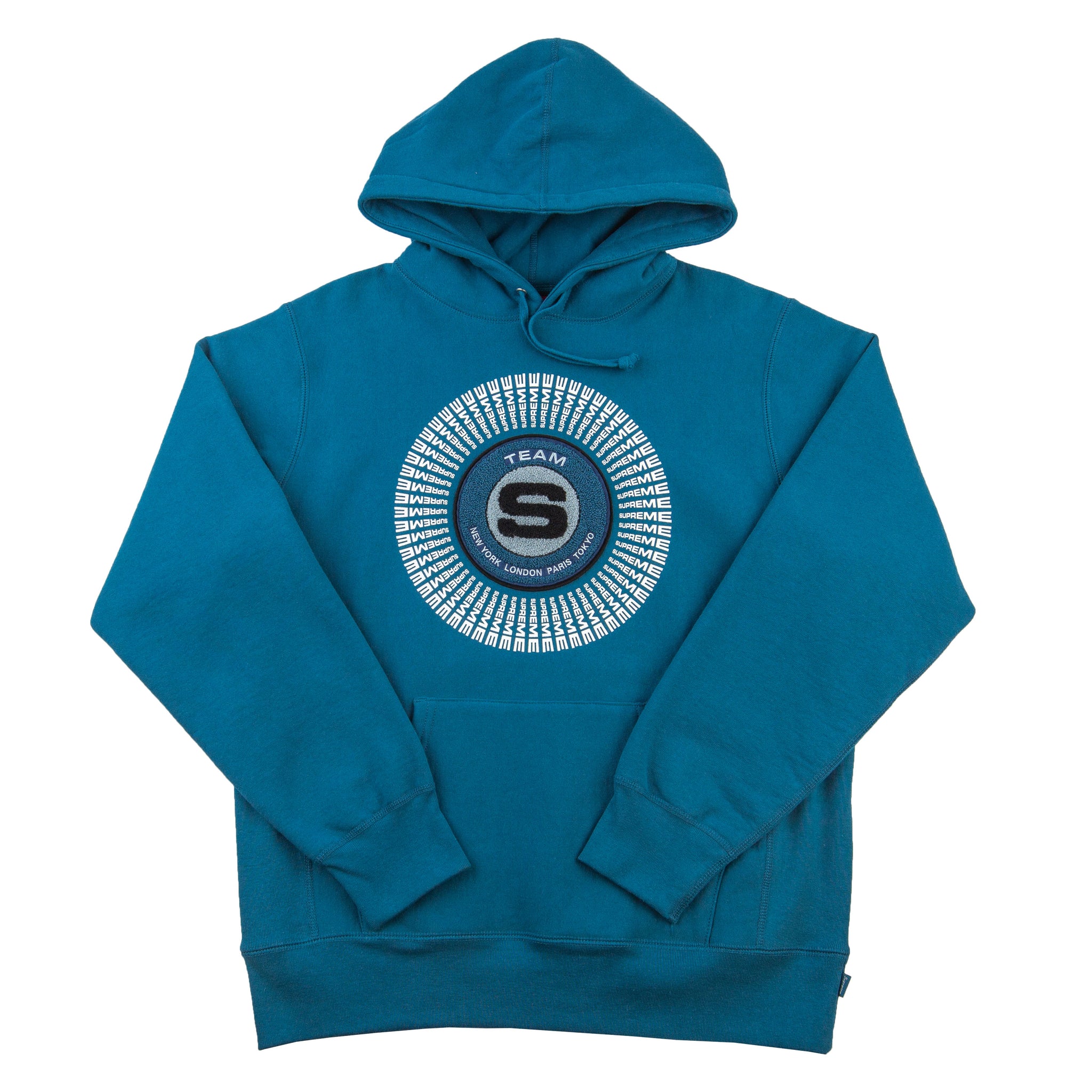 Supreme Teal Chenille Applique Hoodie PRE-OWNED