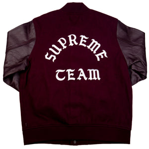 Supreme Burgundy Wool Varsity Crew Jacket (2015) – On The Arm