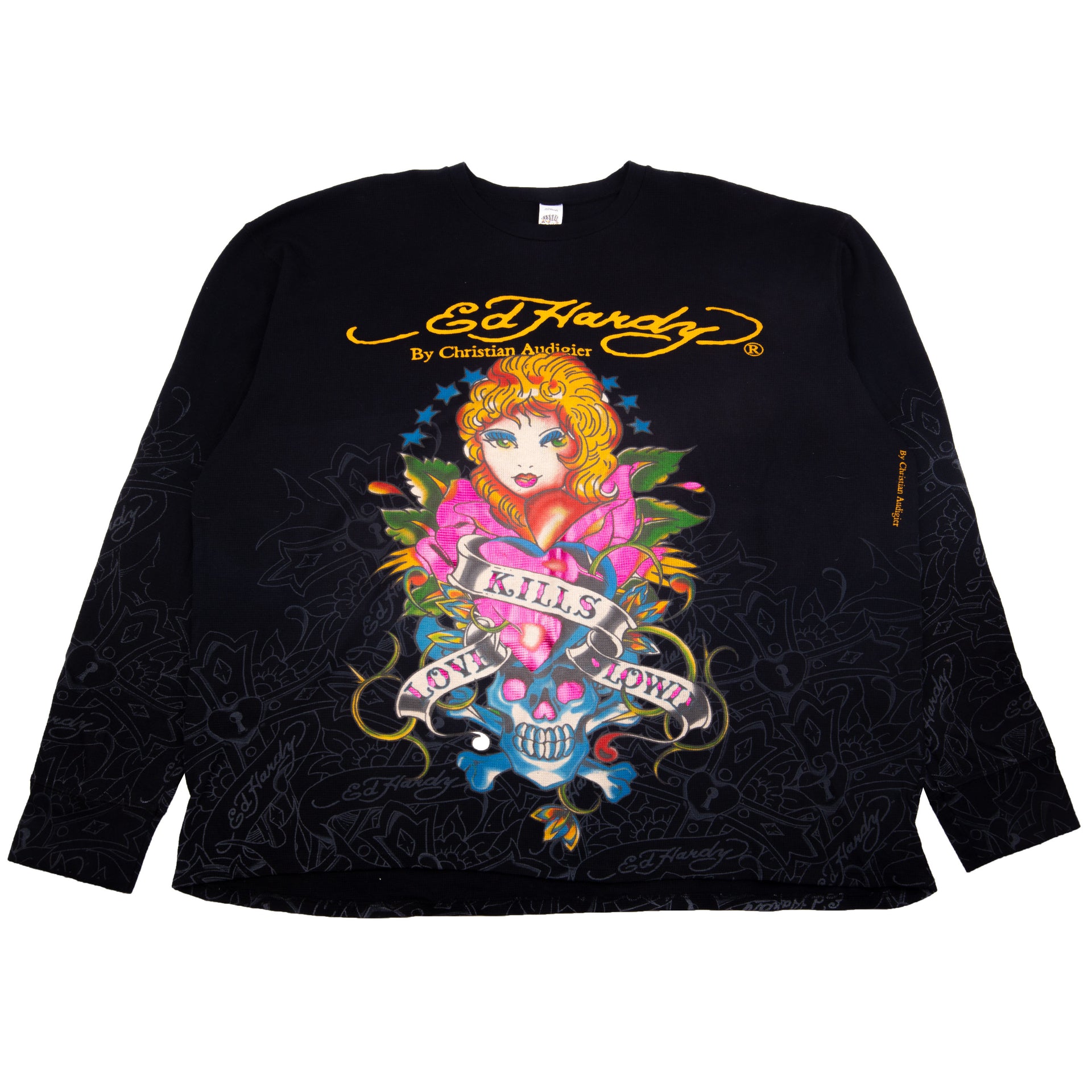 Vintage Black Ed Hardy Love Kills Slowly Thermal (2000's)