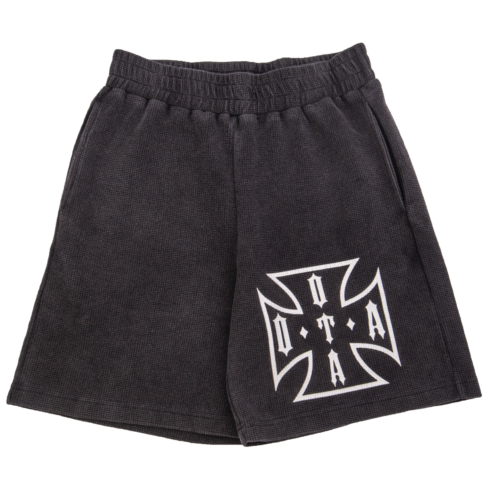 OTA Washed Black Iron Cross Thermal Shorts