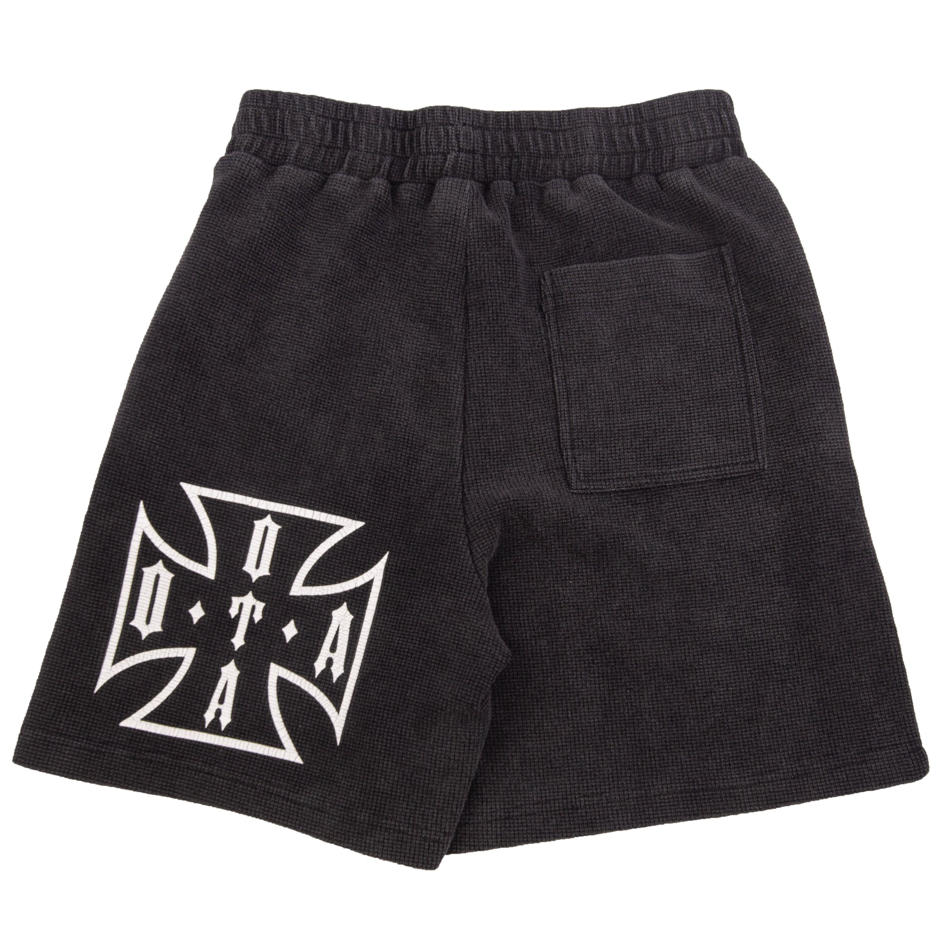 OTA Washed Black Iron Cross Thermal Shorts