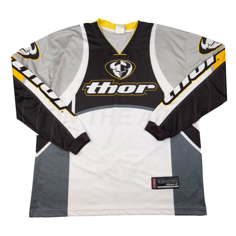 Vintage Black/White/Grey Thor Moto Jersey (2000's)