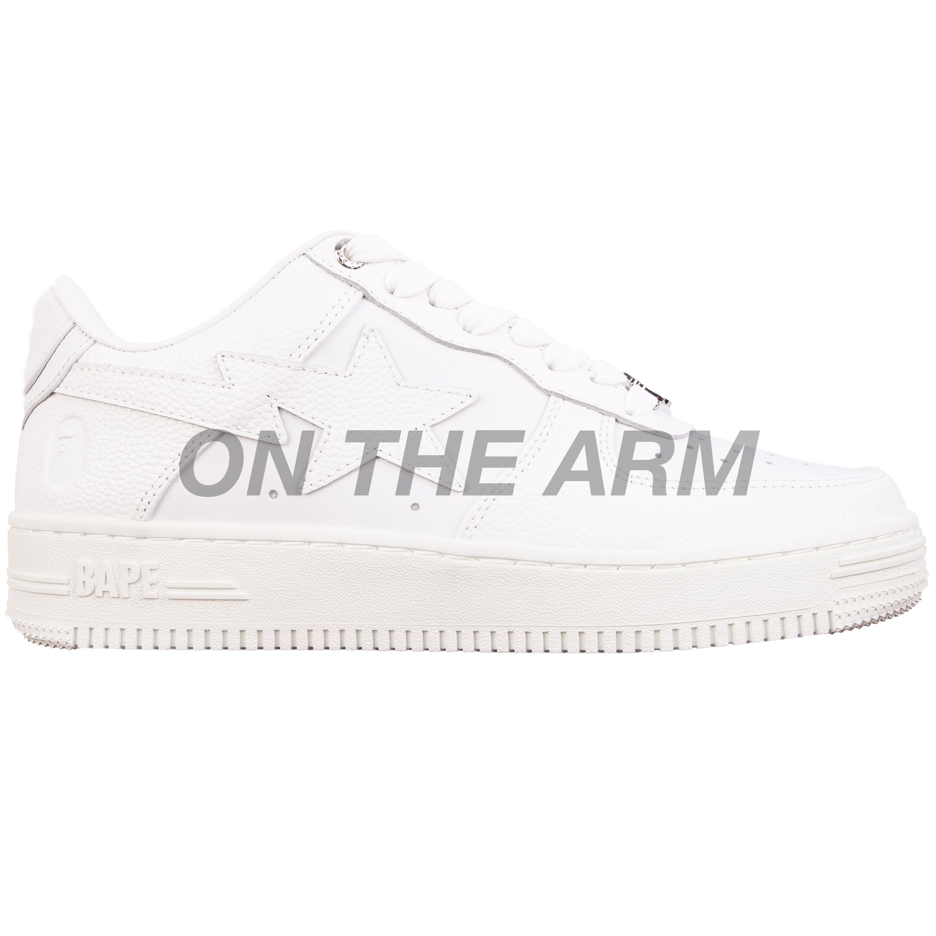 Bape White Tumbled Leather Bapesta